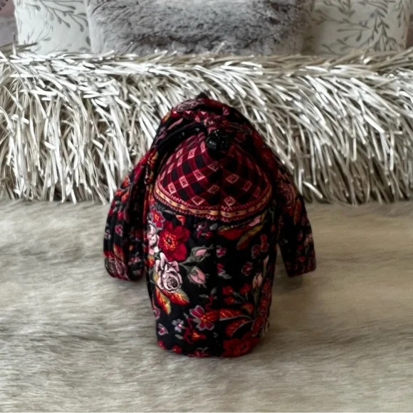 Vintage VERA BRADLEY Anastasia Petite Paddy Bag Zipper USA Black Red Floral Y2K - Picture 6 of 14